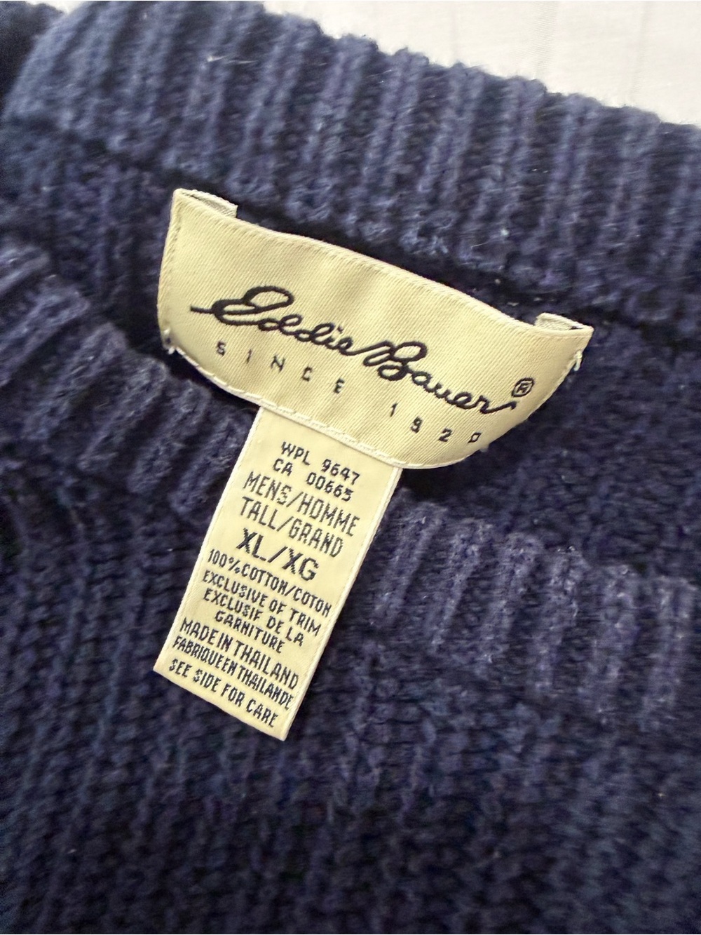 Eddie Bauer Navy Ribbed Crewneck Sweater